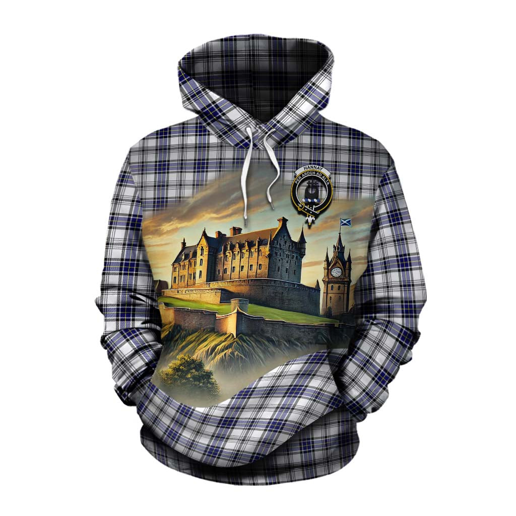 Tartan Vibes Clothing Hannay Tartan Family Crest Cotton Hoodie with Scottish Ancient Castle Style