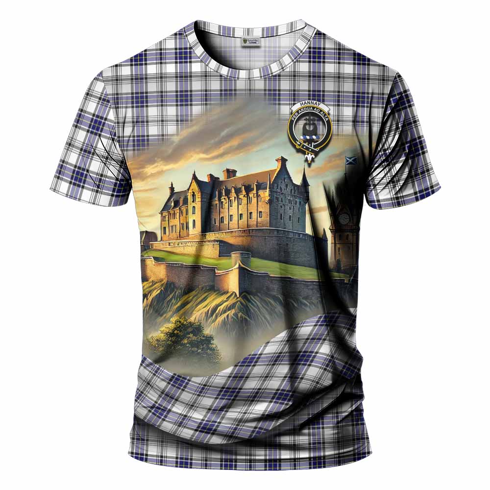 Tartan Vibes Clothing Hannay Tartan Family Crest T-Shirt with Scottish Ancient Castle Stype