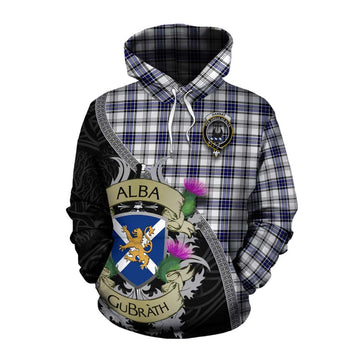 Hannay Tartan Family Crest Cotton Hoodie Lion Rampant Royal Thistle Shield Celtic Inspired