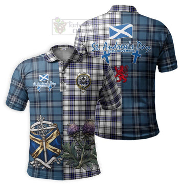 Tartan Vibes Clothing Hannay Tartan Polo Shirt Happy St. Andrew's Day Half Tartan Style