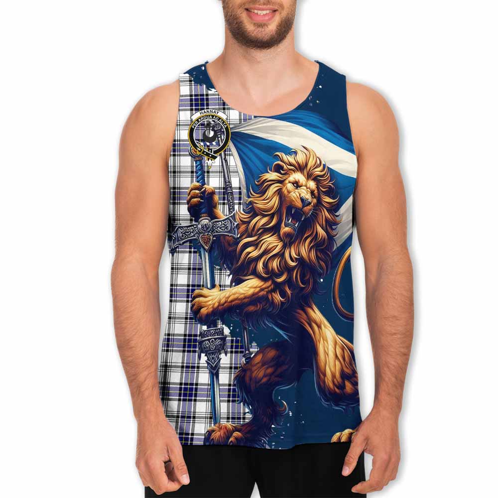 Tartan Vibes Clothing Hannay Tartan Family Crest Men's Tank Top with Scottish Majestic Lion