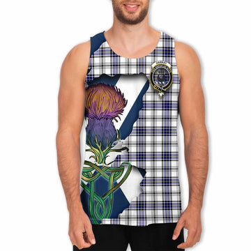 Tartan Vibes Clothing Hannay Tartan Family Crest Men's Tank Top Scottish Thistle Celtic Inspired