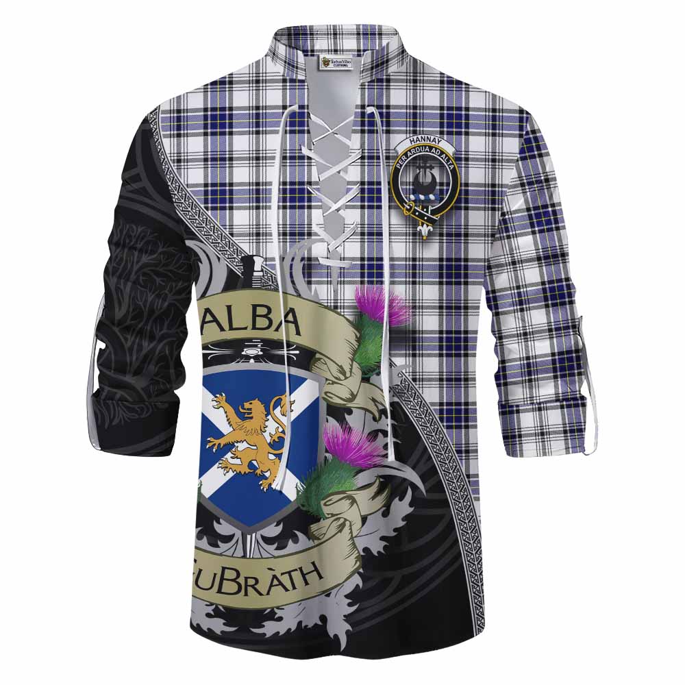 Tartan Vibes Clothing Hannay Tartan Family Crest Ghillie Kilt Shirt Lion Rampant Royal Thistle Shield Celtic Inspired