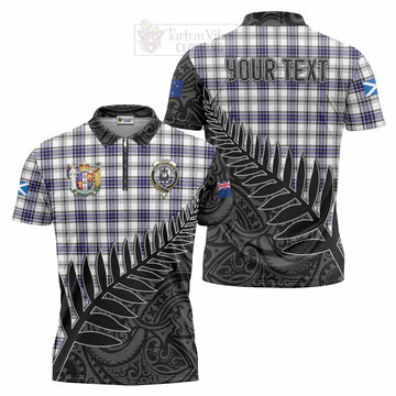 Tartan Vibes Clothing Hannay Crest Tartan Zipper Polo Shirt with New Zealand Silver Fern Half Style