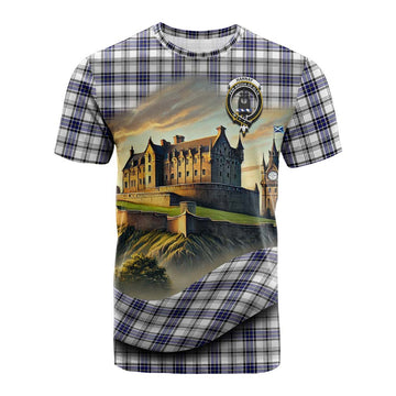 Tartan Vibes Clothing Hannay Tartan Family Crest Cotton T-shirt with Scottish Ancient Castle Style