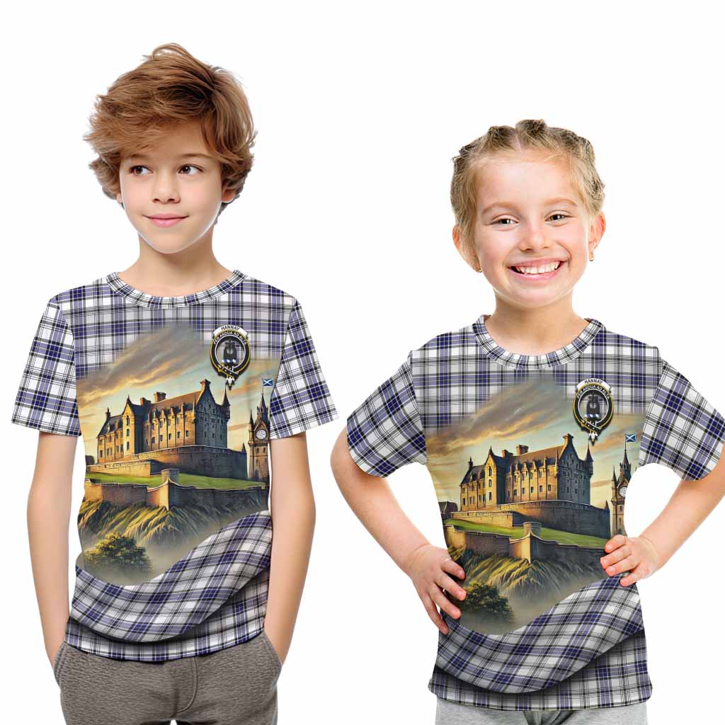 Tartan Vibes Clothing Hannay Tartan Family Crest Kid T-Shirt with Scottish Ancient Castle Style