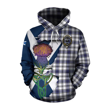Hannay Tartan Family Crest Cotton Hoodie Scottish Thistle Celtic Inspired