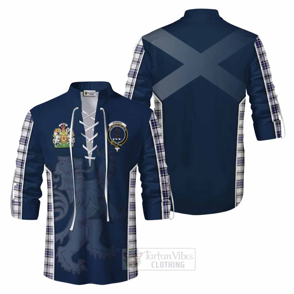 Tartan Vibes Clothing Hannay Tartan Ghillie Kilt Shirt with Family Crest and Lion Rampant Vibes Sport Style