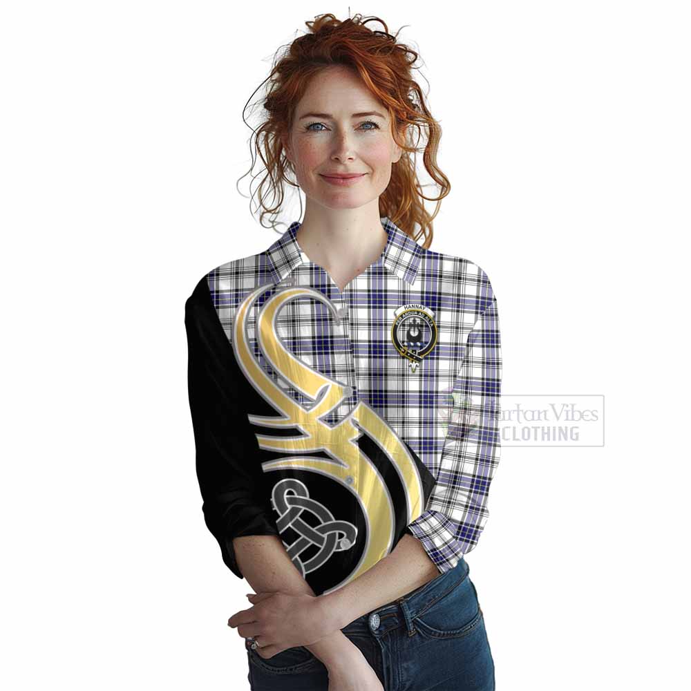 Tartan Vibes Clothing Hannay Tartan Women's Casual Shirt with Family Crest and Celtic Symbol Style