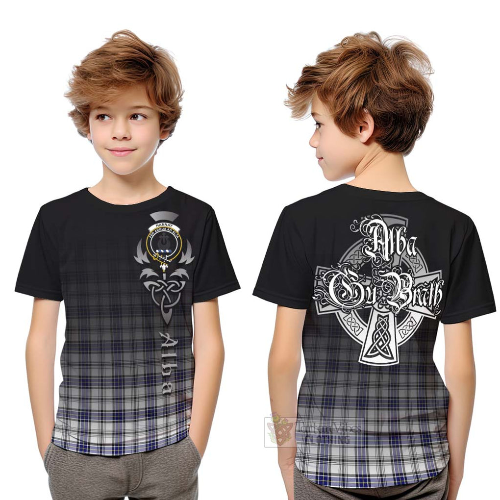Tartan Vibes Clothing Hannay Tartan Kid T-Shirt Featuring Alba Gu Brath Family Crest Celtic Inspired