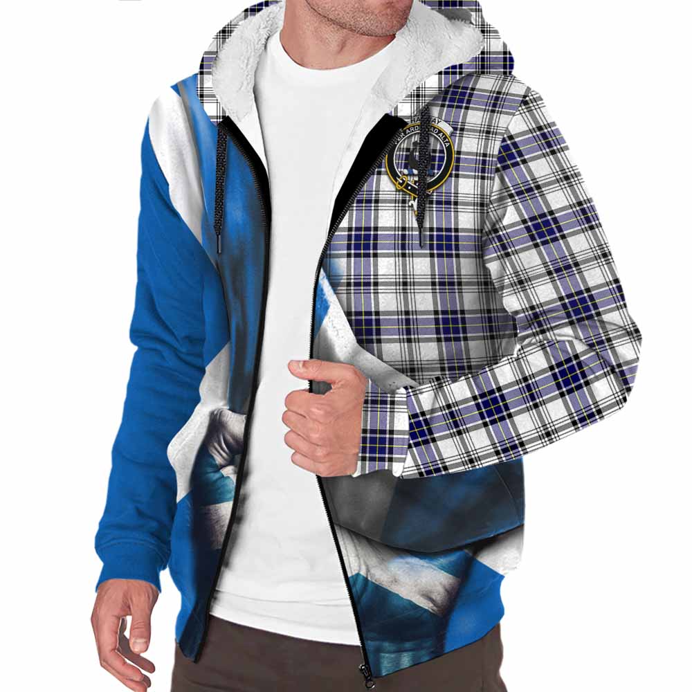 Tartan Vibes Clothing Hannay Tartan Sherpa Hoodie with Family Crest Scotland Patriotic Style