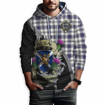 Tartan Vibes Clothing Hannay Tartan Family Crest Hoodie Lion Rampant Royal Thistle Shield Celtic Inspired