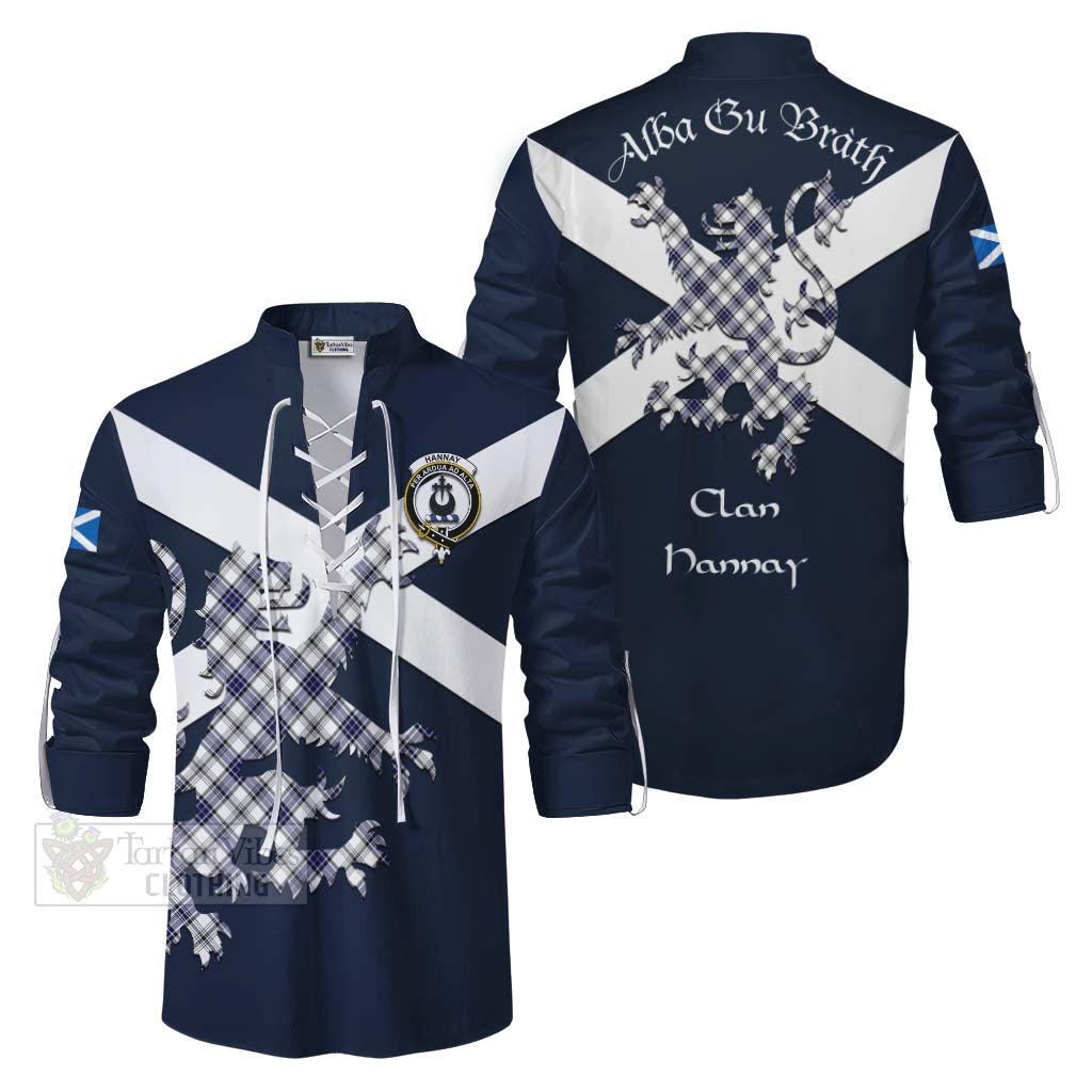 Tartan Vibes Clothing Hannay Tartan Lion Rampant Ghillie Kilt Shirt Proudly Display Your Heritage with Alba Gu Brath and Clan Name