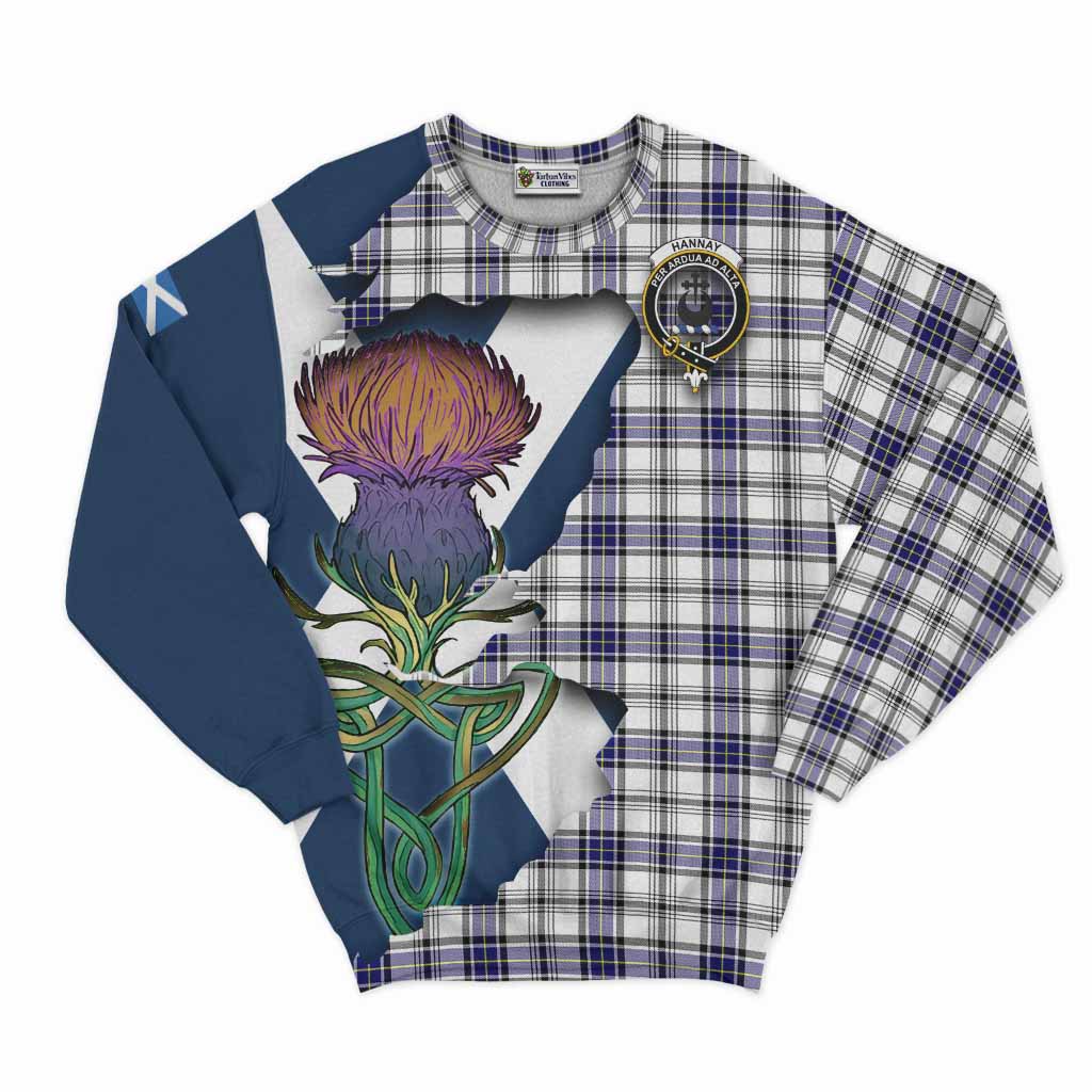 Tartan Vibes Clothing Hannay Tartan Family Crest Sweatshirt Scottish Thistle Celtic Inspired