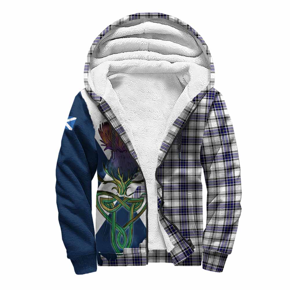 Tartan Vibes Clothing Hannay Tartan Family Crest Sherpa Hoodie Scottish Thistle Celtic Inspired