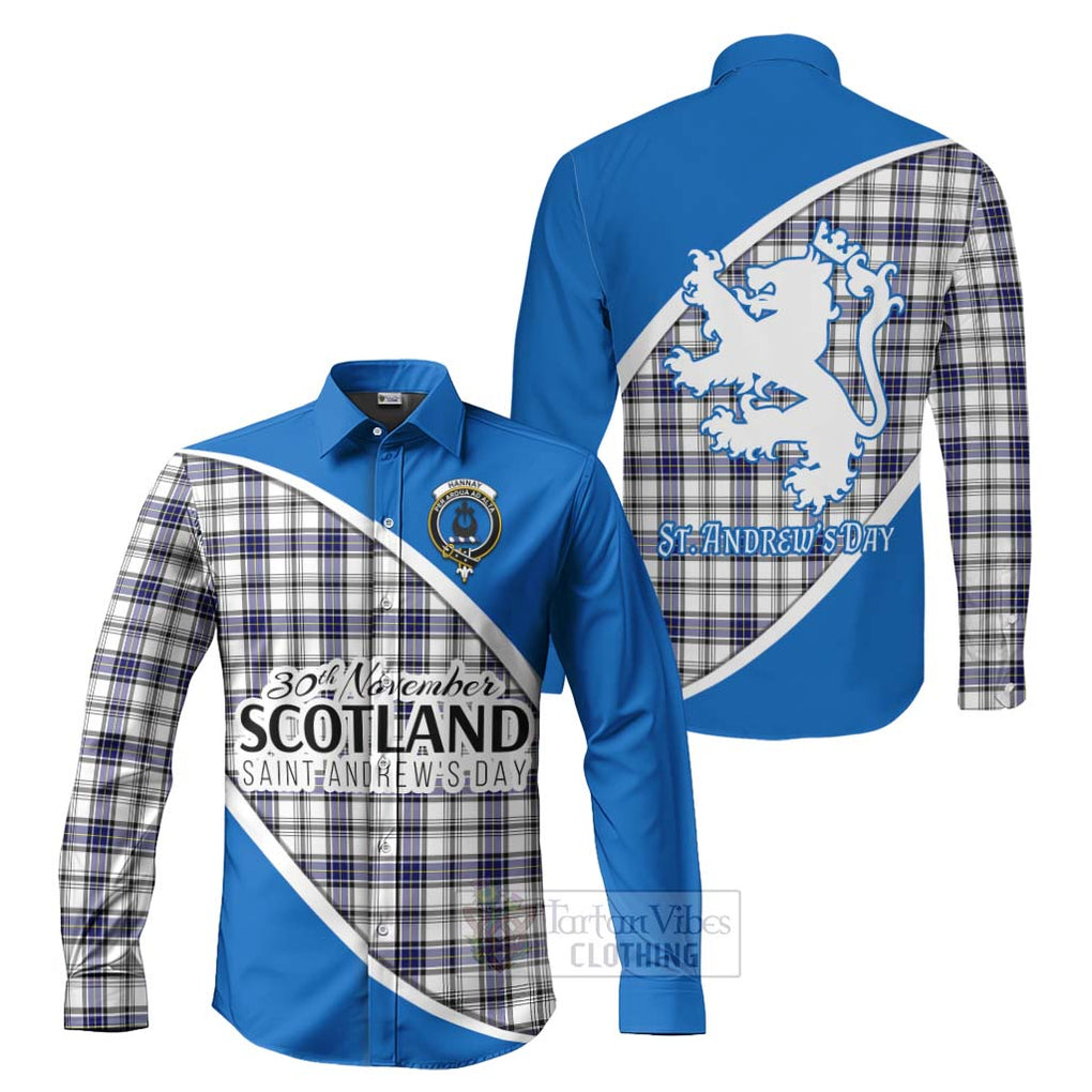 Tartan Vibes Clothing Hannay Family Crest Tartan Long Sleeve Button Shirt Celebrate Saint Andrew's Day in Style