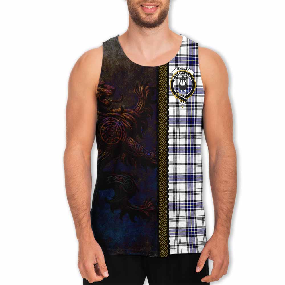 Tartan Vibes Clothing Hannay Tartan Family Crest Men's Tank Top Alba Gu Brath Be Brave Lion Ancient Style