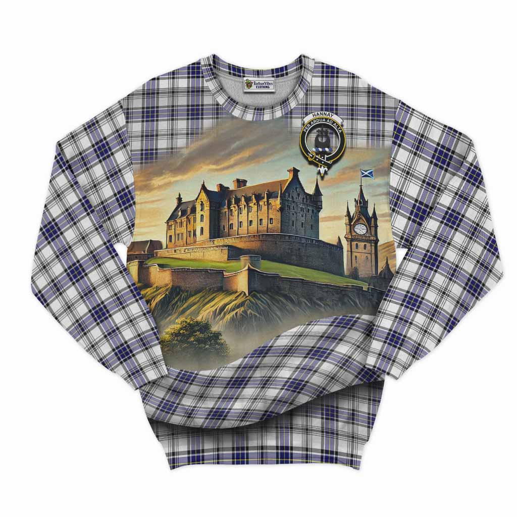 Tartan Vibes Clothing Hannay Tartan Family Crest Sweatshirt with Scottish Ancient Castle Style