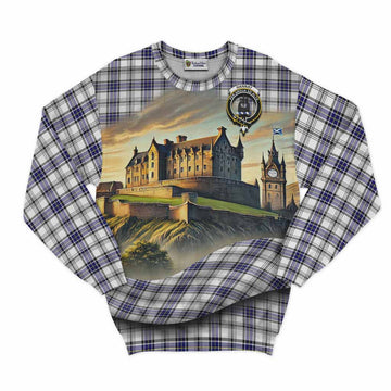 Hannay Tartan Family Crest Sweatshirt with Scottish Ancient Castle Style