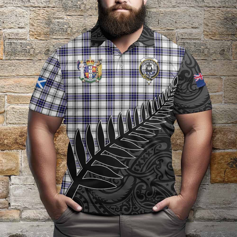 Hannay Crest Tartan Polo Shirt with New Zealand Silver Fern Half Style
