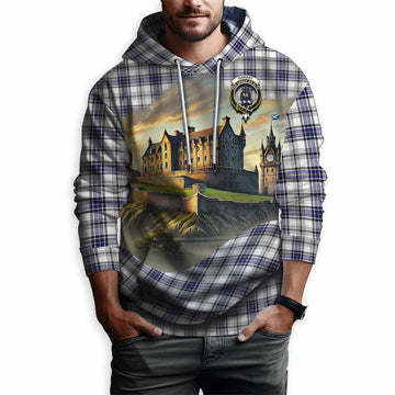 Tartan Vibes Clothing Hannay Tartan Family Crest Hoodie with Scottish Ancient Castle Style