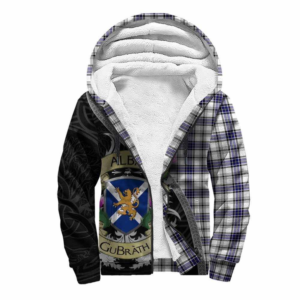 Tartan Vibes Clothing Hannay Tartan Family Crest Sherpa Hoodie Lion Rampant Royal Thistle Shield Celtic Inspired