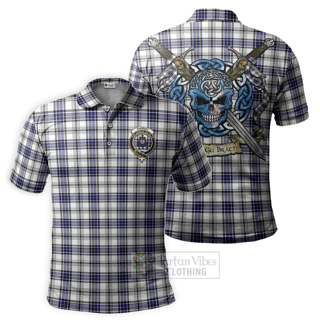 Tartan Vibes Clothing Hannay Tartan Polo Shirt with Family Crest Celtic Skull Style