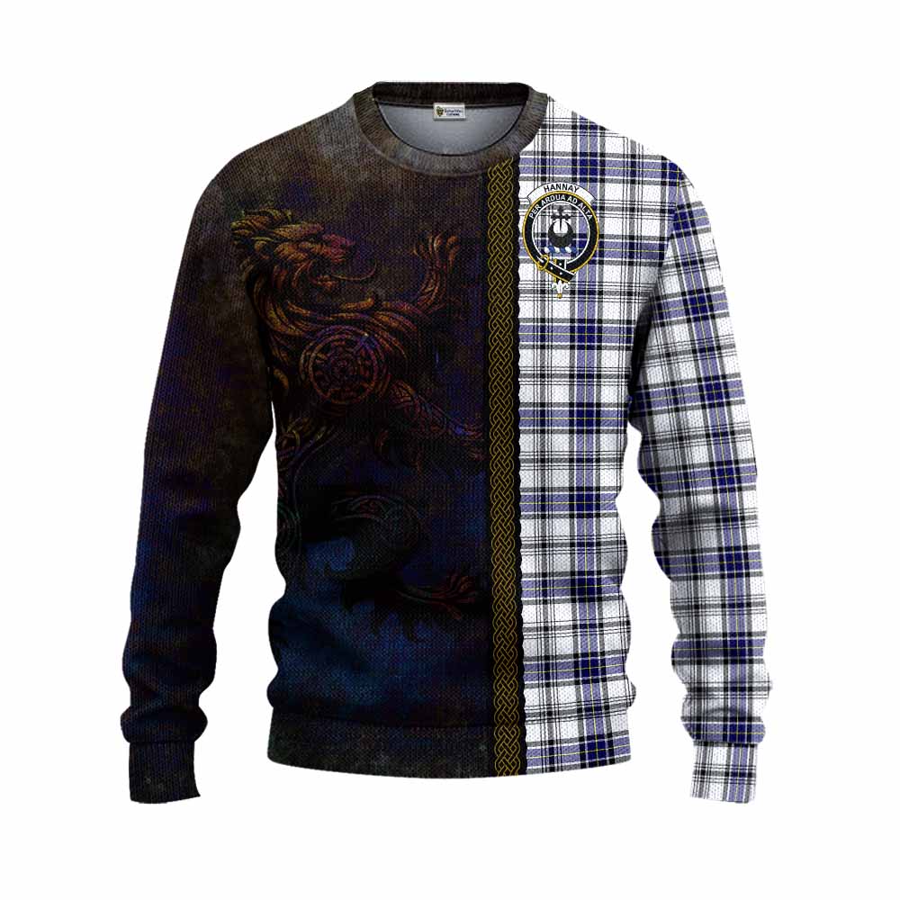 Tartan Vibes Clothing Hannay Tartan Family Crest Knitted Sweater Alba Gu Brath Be Brave Lion Ancient Style