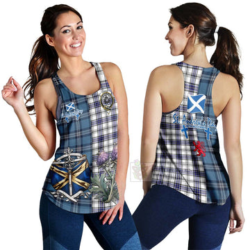 Tartan Vibes Clothing Hannay Tartan Women's Racerback Tanks Happy St. Andrew's Day Half Tartan Style