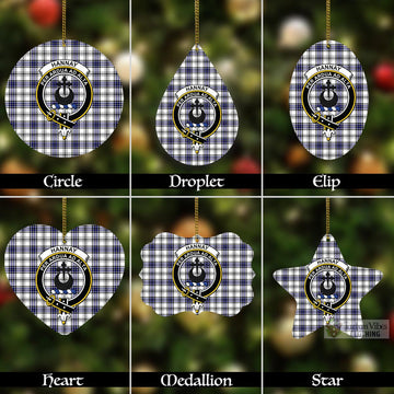 Tartan Vibes Clothing Hannay Tartan Christmas Aluminium Ornament with Family Crest