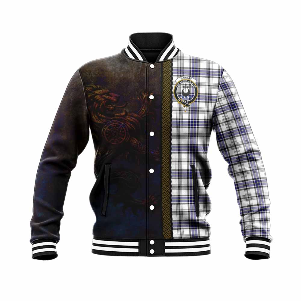 Tartan Vibes Clothing Hannay Tartan Family Crest Baseball Jacket Alba Gu Brath Be Brave Lion Ancient Style