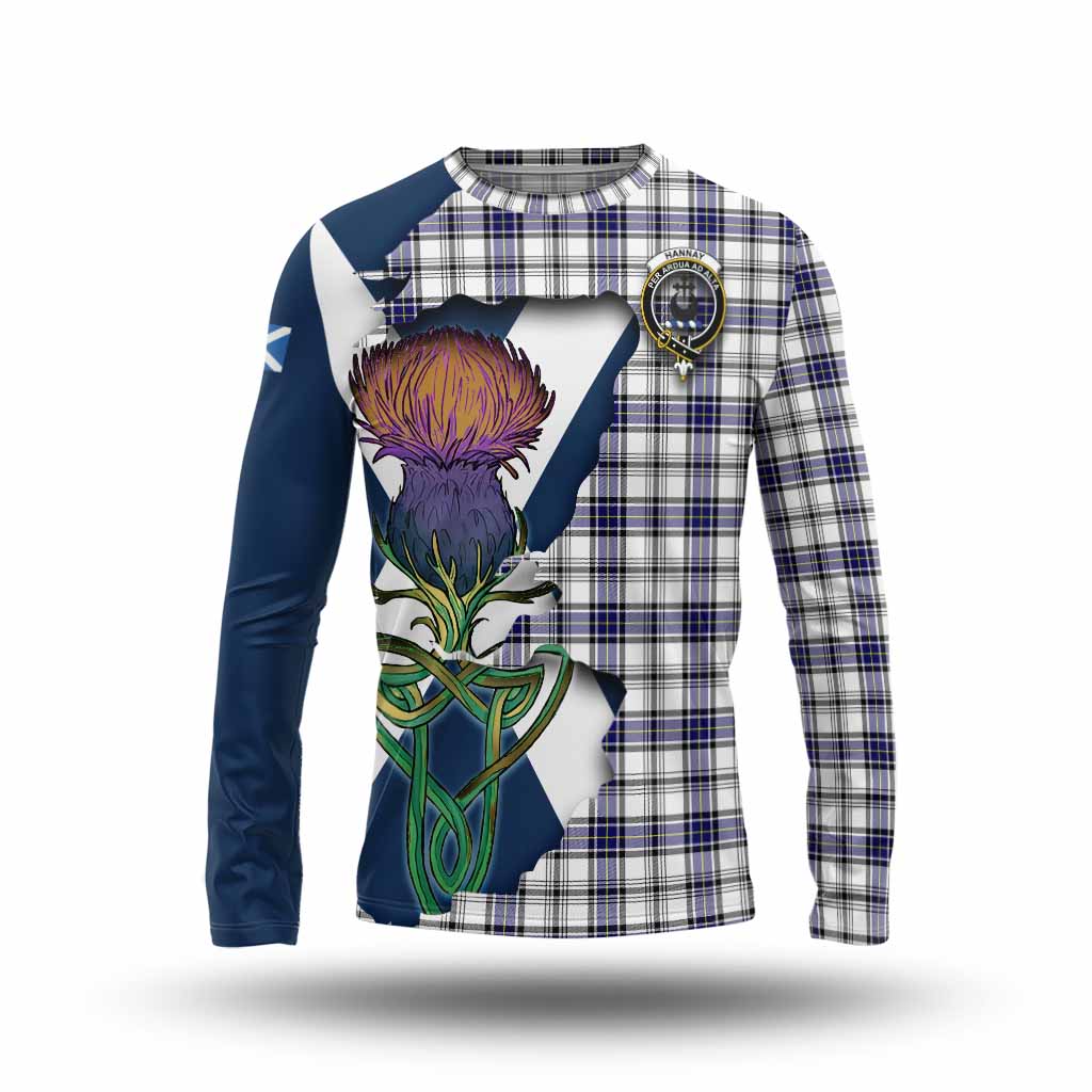 Tartan Vibes Clothing Hannay Tartan Family Crest Long Sleeve T-Shirt Scottish Thistle Celtic Inspired