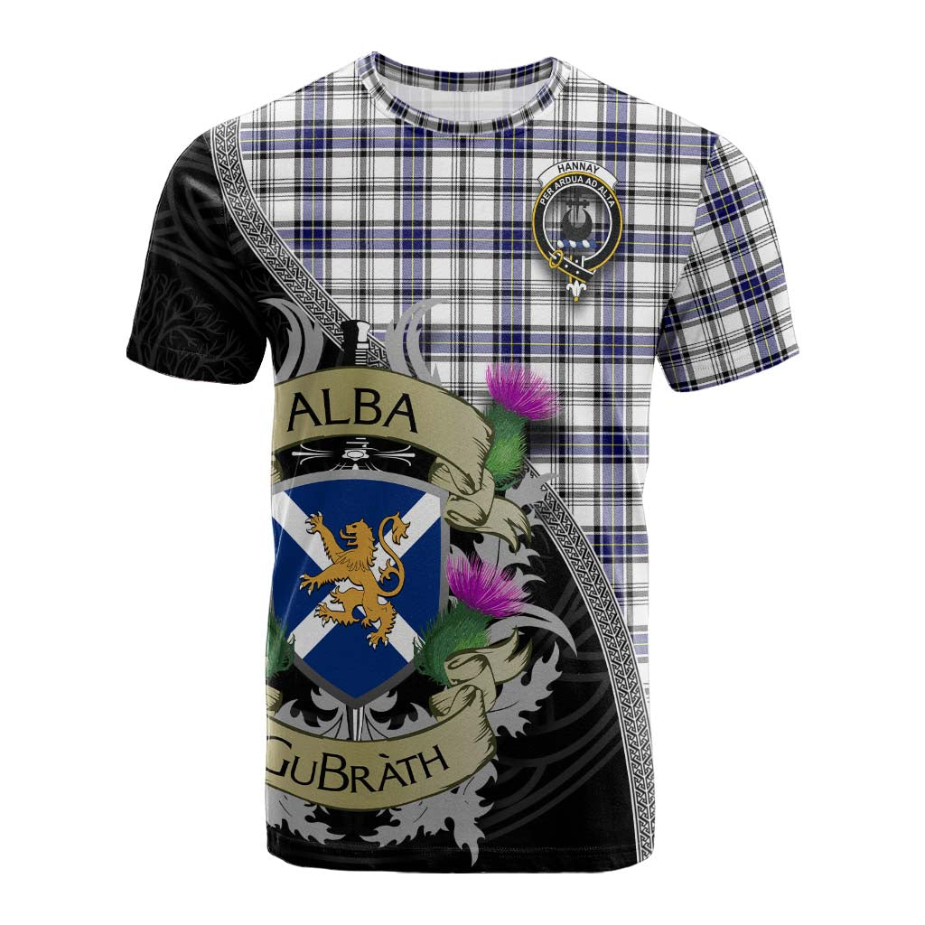 Tartan Vibes Clothing Hannay Tartan Family Crest Cotton T-shirt Lion Rampant Royal Thistle Shield Celtic Inspired