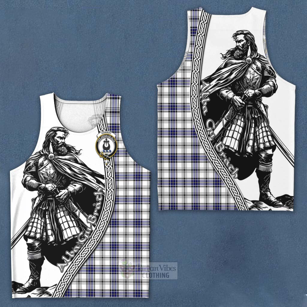 Tartan Vibes Clothing Hannay Tartan Clan Crest Men's Tank Top with Highlander Warrior Celtic Style