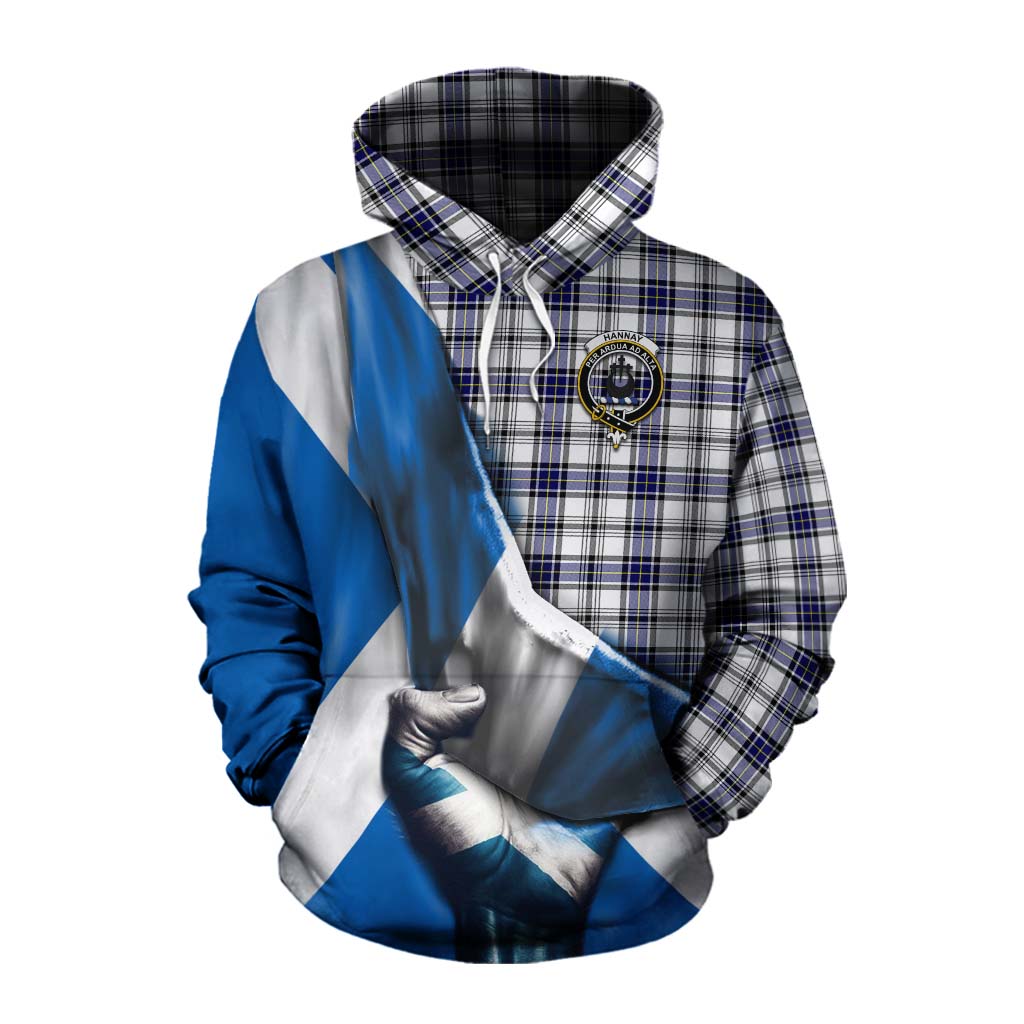 Tartan Vibes Clothing Hannay Tartan Cotton Hoodie with Family Crest Scotland Patriotic Style