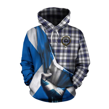 Tartan Vibes Clothing Hannay Tartan Cotton Hoodie with Family Crest Scotland Patriotic Style