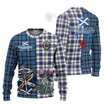Tartan Vibes Clothing Hannay Tartan Knitted Sweater Happy St. Andrew's Day Half Tartan Style
