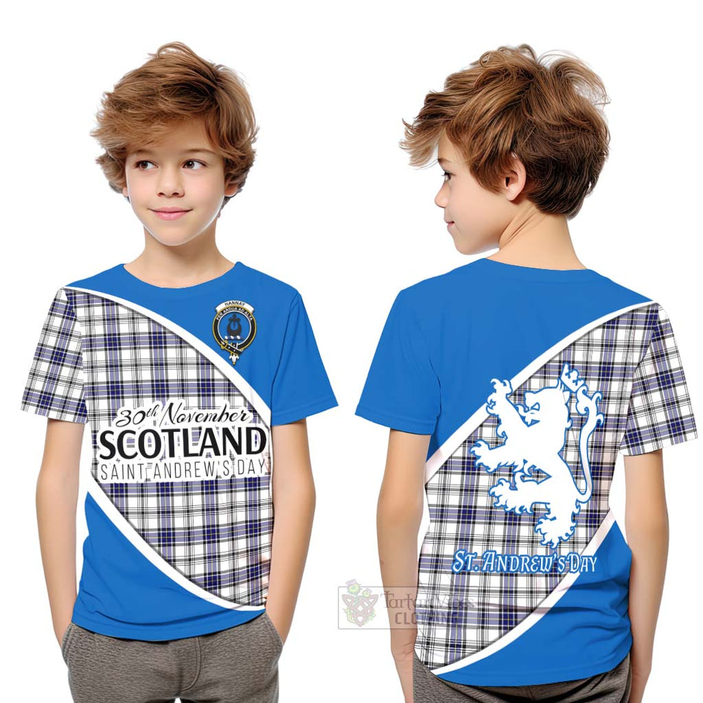 Tartan Vibes Clothing Hannay Family Crest Tartan Kid T-Shirt Celebrate Saint Andrew's Day in Style
