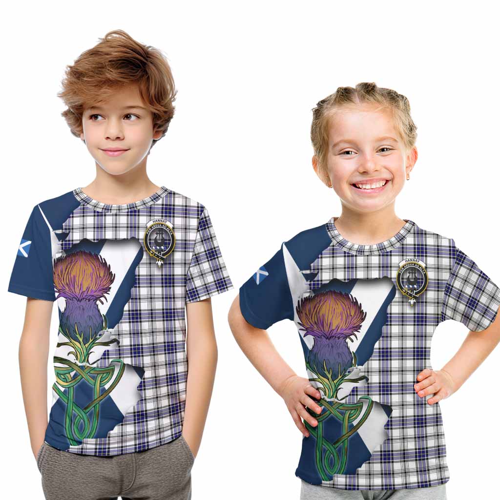 Tartan Vibes Clothing Hannay Tartan Family Crest Kid T-Shirt Scottish Thistle Celtic Inspired