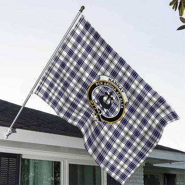 Hannay Tartan House Flag with Family Crest