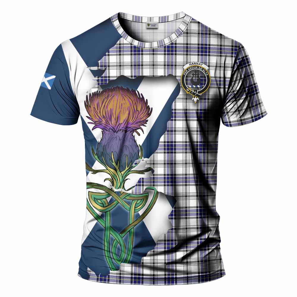 Tartan Vibes Clothing Hannay Tartan Family Crest T-Shirt Scottish Thistle Celtic Inspired
