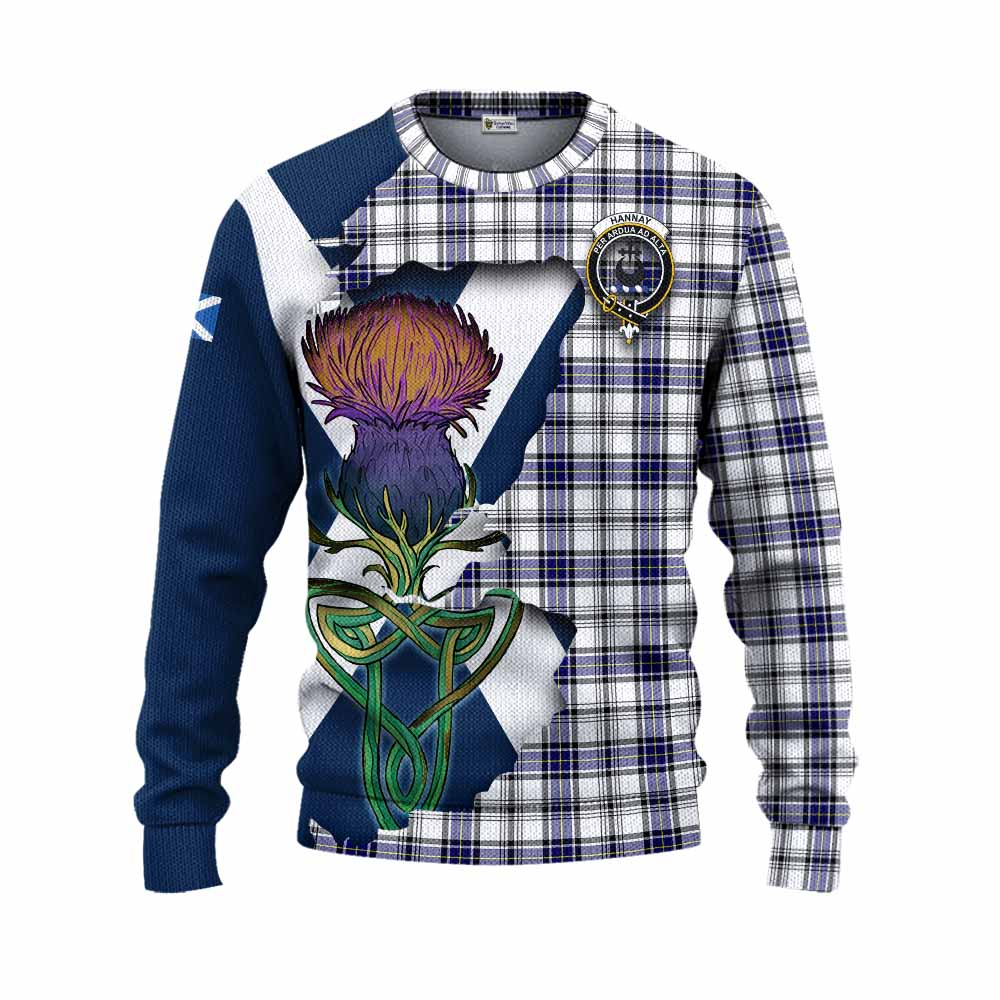 Tartan Vibes Clothing Hannay Tartan Family Crest Knitted Sweater Scottish Thistle Celtic Inspired