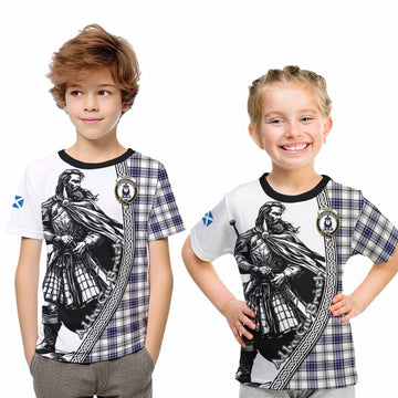 Hannay Tartan Clan Crest Kid T-Shirt with Highlander Warrior Celtic Style
