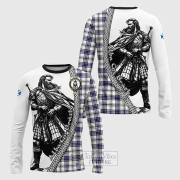 Tartan Vibes Clothing Hannay Tartan Clan Crest Long Sleeve T-Shirt with Highlander Warrior Celtic Style