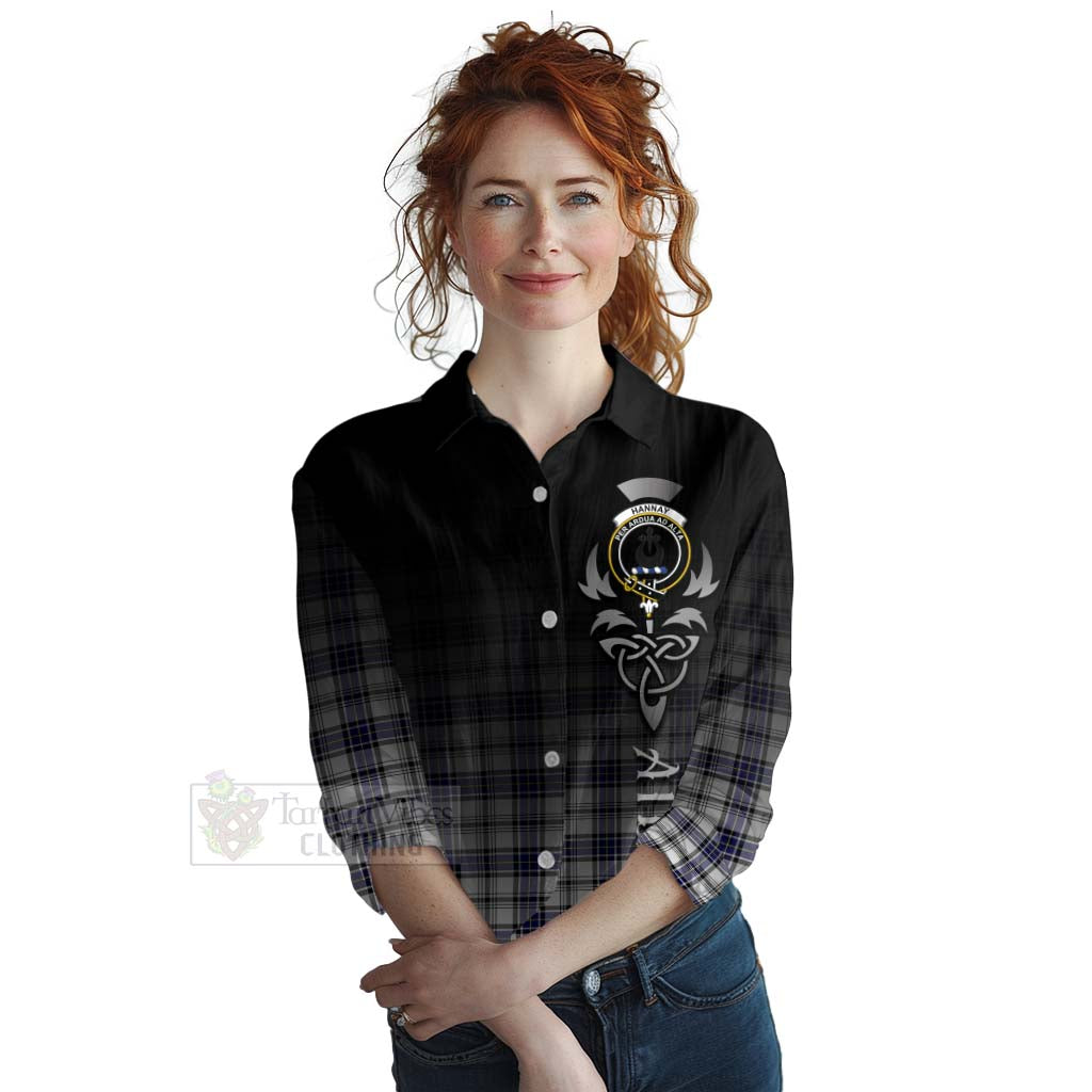 Tartan Vibes Clothing Hannay Tartan Women's Casual Shirt Featuring Alba Gu Brath Family Crest Celtic Inspired