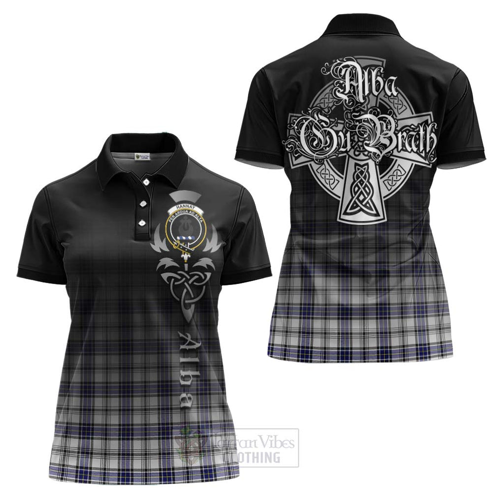 Tartan Vibes Clothing Hannay Tartan Women's Polo Shirt Featuring Alba Gu Brath Family Crest Celtic Inspired
