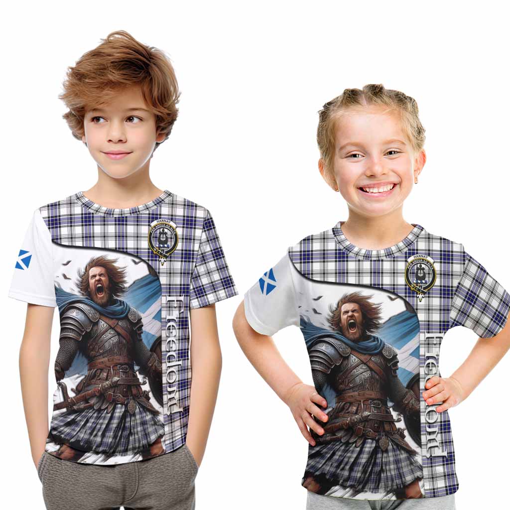 Tartan Vibes Clothing Hannay Crest Tartan Kid T-Shirt Inspired by the Freedom of Scottish Warrior