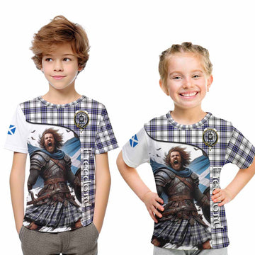 Tartan Vibes Clothing Hannay Crest Tartan Kid T-Shirt Inspired by the Freedom of Scottish Warrior