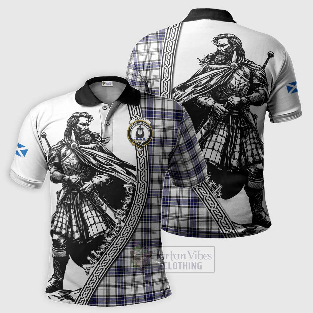 Tartan Vibes Clothing Hannay Tartan Clan Crest Polo Shirt with Highlander Warrior Celtic Style