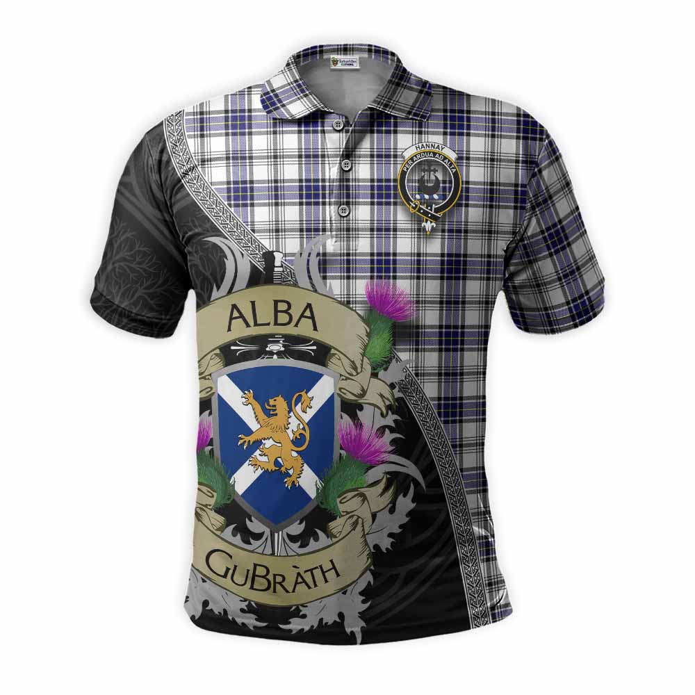 Tartan Vibes Clothing Hannay Tartan Family Crest Polo Shirt Lion Rampant Royal Thistle Shield Celtic Inspired